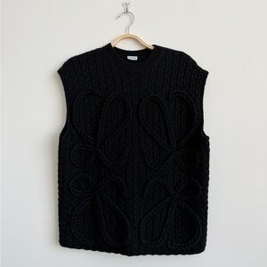 Black Loewe Cable Knit Sweater Vest